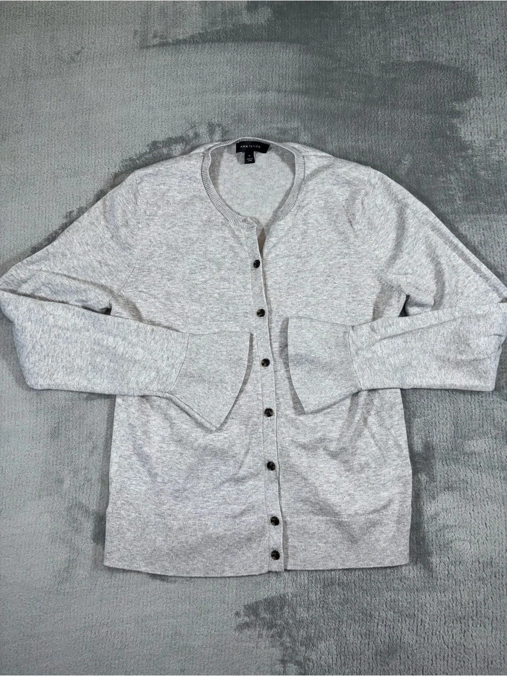 Ann Taylor Light Gray Button-Front Women's Cardigan